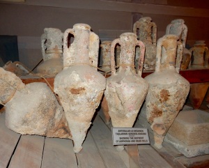 Recovered amphorae of wine from Greek shipwreck